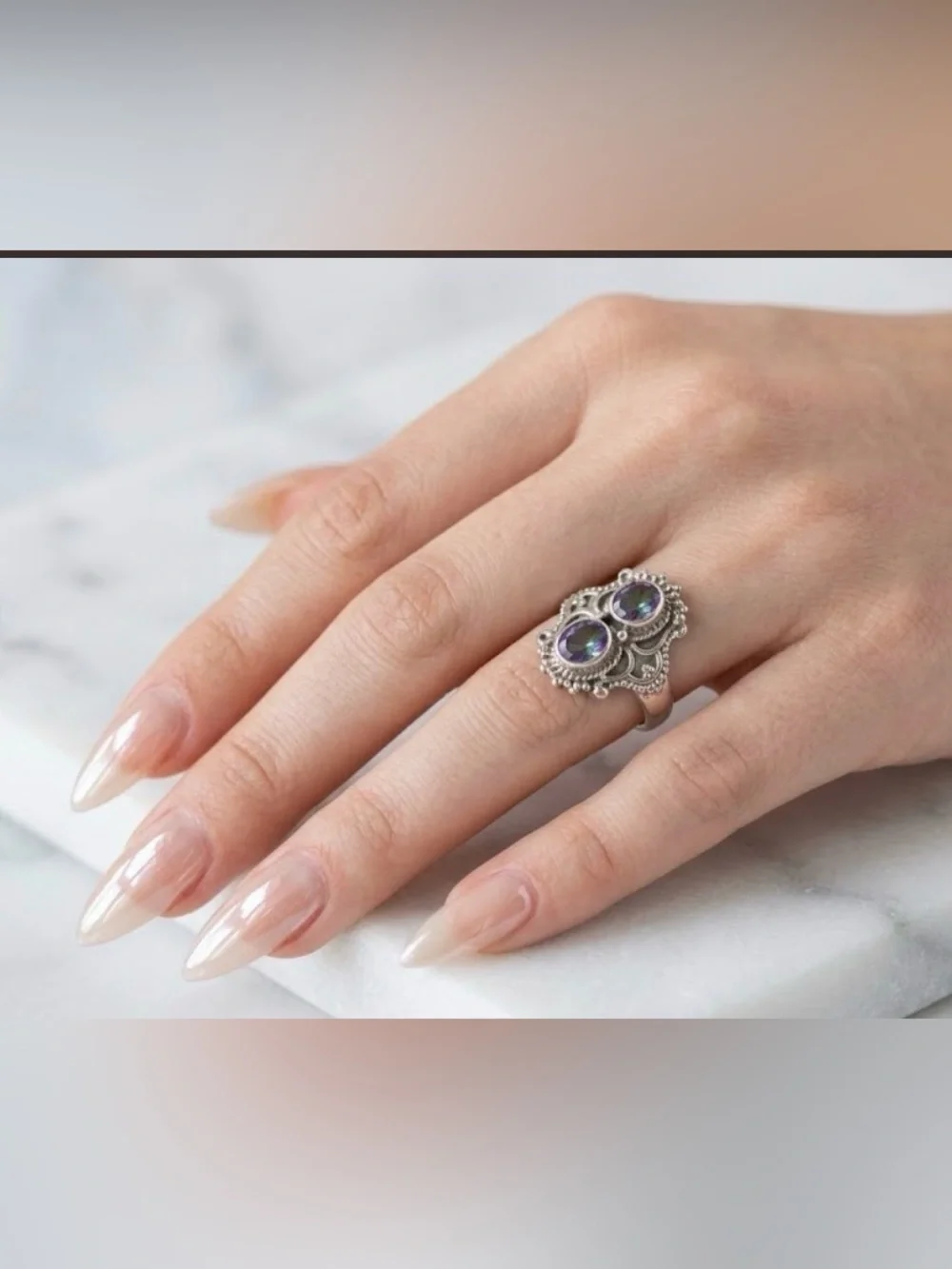 925 Sterling Silver Mystic Topaz Ring